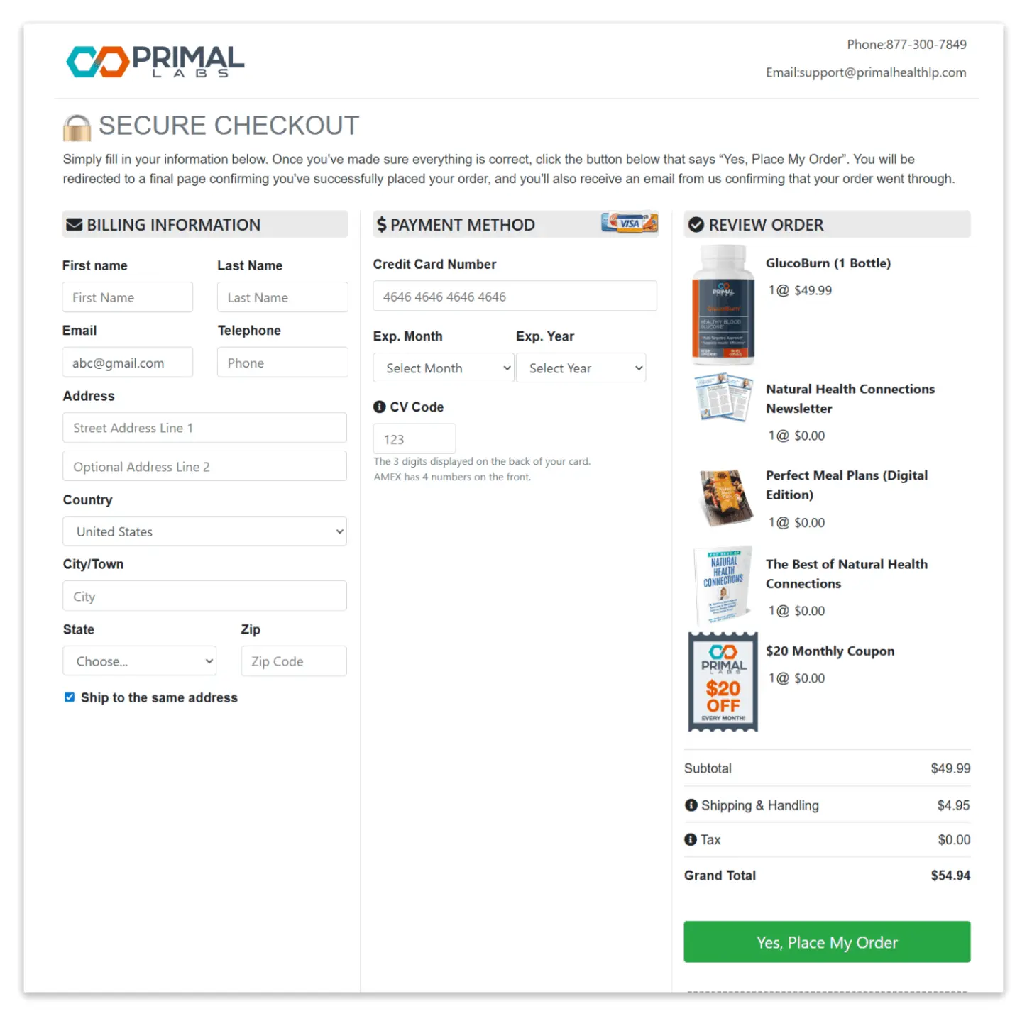 Glucoburn Secure Checkout Page